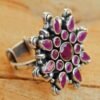 Natural Ruby Ring in 925 Sterling Silver, floral Ring, Handmade Ring, Vintage Ring, Ruby Ring, Gift Item, Pave Cut Ring, Women Ring R0120-GS