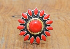 100% Natural Coral Ring In 925 Sterling Silver , Wedding Ring , Gift Item , Handmade Ring , Vintage Ring , Girl & Women Ring, Gift for Her R0271-GS