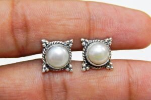 Natural Fresh Water Pearl Earrings Studs 925 Sterling Silver Jewelry, Handmade Jewelry, Personalized Gift , Wedding Jewelry , Gift For Her E0099-GS