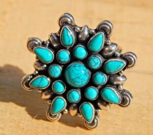 Natural turquoise 925 Sterling silver Ring, Gemstone Ring, Vintage Ring, Gift Item, Handmade Ring, Pave cut Ring, Wedding Ring, Women RingR0309-GS