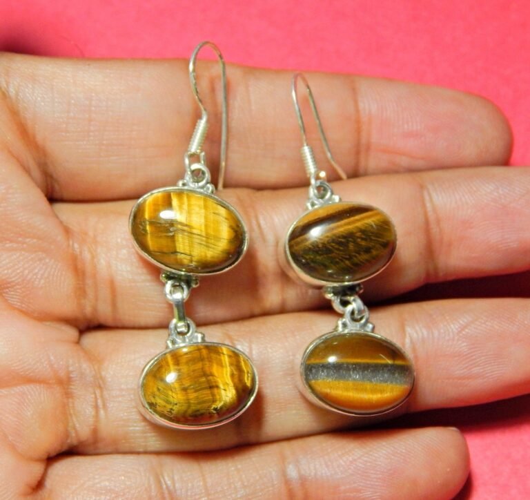 Tiger's Eye Earring !!! 925 Sterling Silver Jewelry With Gemstone Tiger's Eye Cabochon For Girls & Women Gift item handmade earring E0834-GS
