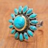 Natural Turquoise Ring, Sterling Silver Ring for Women, Statement Ring with Stone, Gemstone Bohemian Jewelry, Natural Turquoise Ring R0293-GS