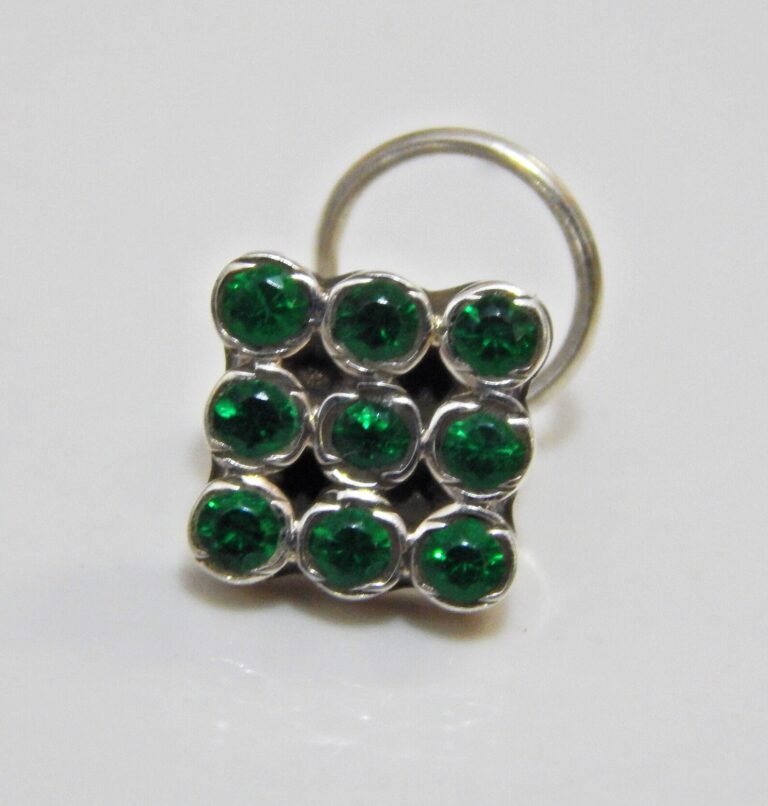 Natural green onyx nose ring stud , 925 sterling silver , gemstone nose ring , handmade nose ring, gift for her NR0017-GS