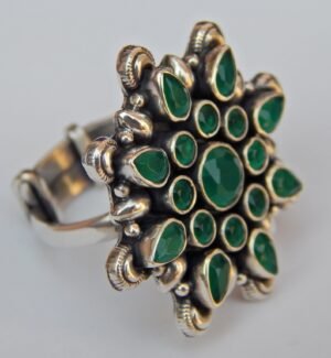 Green Onyx 925 Sterling Silver Ring Adjustable Ring Onyx Jewelry Wedding Ring Gift For Her Gemstone Ring Green Flower Ring Ring For Wedding