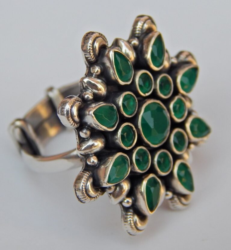Green Onyx 925 Sterling Silver Ring Adjustable Ring Onyx Jewelry Wedding Ring Gift For Her Gemstone Ring Green Flower Ring Ring For Wedding
