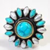 Natural Fresh Water Pearl Turquoise Ring-925 Sterling Silver Jewelry ring with gemstone Pearl for Girls & women gift item handmade ring R0256-GS