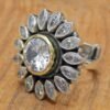 White Topaz Ring , Sterling Silver Ring , Gemstone Ring , BOHO Ring , Statement Ring , Topaz Ring , Vintage Ring , Flower Ring ,Gift For Her R0277-GS