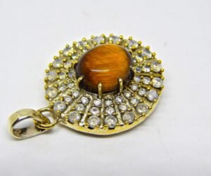 925 Sterling Silver Tiger Eye Pendant Turkish Design Pendant Jewelry Gemstone Pendant Gift For Her Anniversary Gift 925 Silver Jewelry P0051-GS