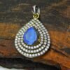 925 Sterling Silver Natural Blue Flashy Labradorite Pendant Silver Jewelry Wedding Pendant Gift For Her Anniversary Gift P0047-GS