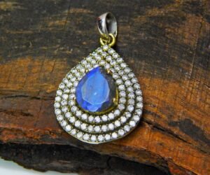 925 Sterling Silver Natural Blue Flashy Labradorite Pendant Silver Jewelry Wedding Pendant Gift For Her Anniversary Gift P0047-GS