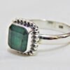 Natural Emerald Gemstone Ring, Handmade Ring for Her , 925 Sterling Silver Ring , Designer Silver Ring , Gift for Mom , Green Stone Ring R0113-GS