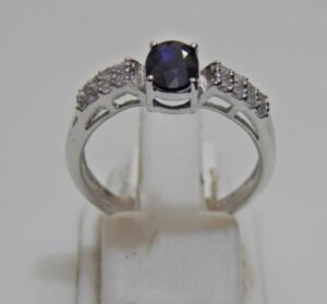 Natural Blue Sapphire, Zircon Ring in 925 Sterling Silver, Engagement Ring Gift Ring, Blue Sapphire Jewelry handmade ring gift for her R0109-GS