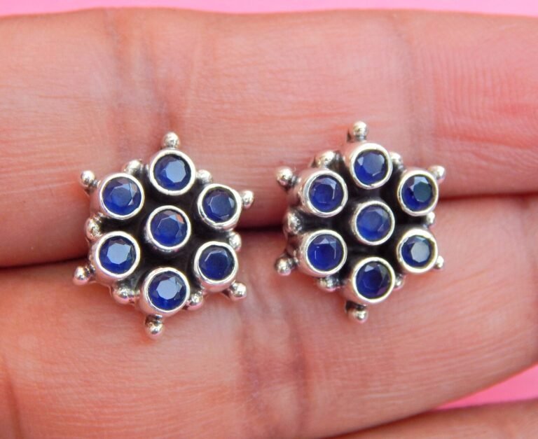Blue Onyx Earring Stud 925 Sterling Silver Jewelry Earring Stud Gift Handmade Earring, Gemstone Blue Onyx, Earring Stud E0315-GS
