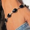 black onyx Gemstone bracelet, Silver jewelry,925 Sterling Silver bracelet, Gift, Handmade bracelet, black onyx Gemstone bracelet BR0075-GS