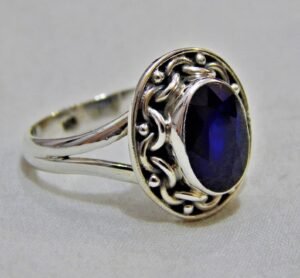 Sapphire Ring, Handmade Silver Ring, 925 Sterling Silver Ring, Designer Oval Sapphire Ring, Anniversary Ring, Promise Ring, Gemstone Ring R0108-GS