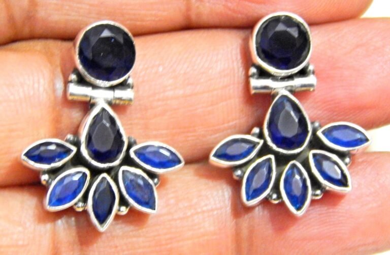 Blue Onyx Earring Stud ,925 Sterling Silver Earring Stud, Gift, Handmade Earring, Gemstone Blue Onyx, Earring Stud E0306-GS