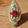 Natural Ruby, Emerald & CZ Ring, 925 Silver Ring, Wedding Ring, Full Finger Cover ring, Cubic Zirconia Ring, Gift For her, Stacking Ring R0089-GS