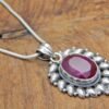 Natural Ruby Faceted With Snake Chain ,925 Sterling Silver Pendant, Precious Jewelry For Girls And Women, Gift Item, Wedding Jewelry P0023-GS