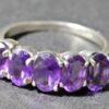Natural Amethyst ring Silver Ring Minimalist Ring 925 Silver Ring, Half Eternity Ring Stackable Ring Wedding Ring Gift For He Gemstone ring R0087-GS