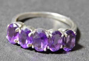 Natural Amethyst ring Silver Ring Minimalist Ring 925 Silver Ring, Half Eternity Ring Stackable Ring Wedding Ring Gift For He Gemstone ring R0087-GS