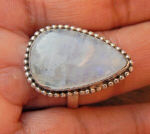 Natural Moonstone 925 sterling Silver Ring White Gemstone Ring Vintage Ring Handmade Ring Wedding Ring Gift For Her Gemstone Jewelry Ring