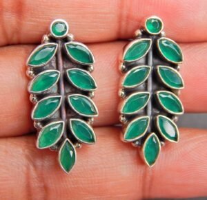 Natural Green onyx 925 Sterling Silver Stud Earring Wedding Earring Onyx Jewelry Earring Gift For Her Handmade Earring Stud Jewellery E0058-GS