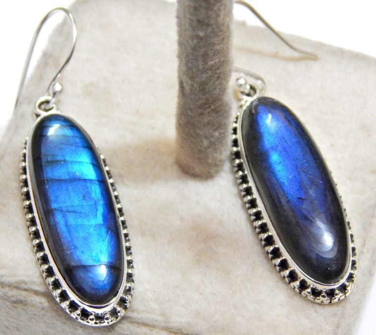 Labradorite Earring 925 Sterling Silver Earring Natural Genuine Labradorite Earring High Fire Labradorite Earring Jewelry Gift For Her E0941-GS
