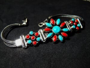 Natural Turquoise, Coral Bracelet-925 Sterling Silver Jewelry With Gemstone Coral Bracelet- For Girls & Women Gift item handmade bracelet BR0072-GS