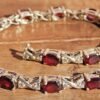Natural Garnet Bracelet , 925 Sterling Silver , Silver bracelet , Tennis bracelet , Garnet Bracelet , Silver Jewelry , Gemstone Bracelet BR0064-GS