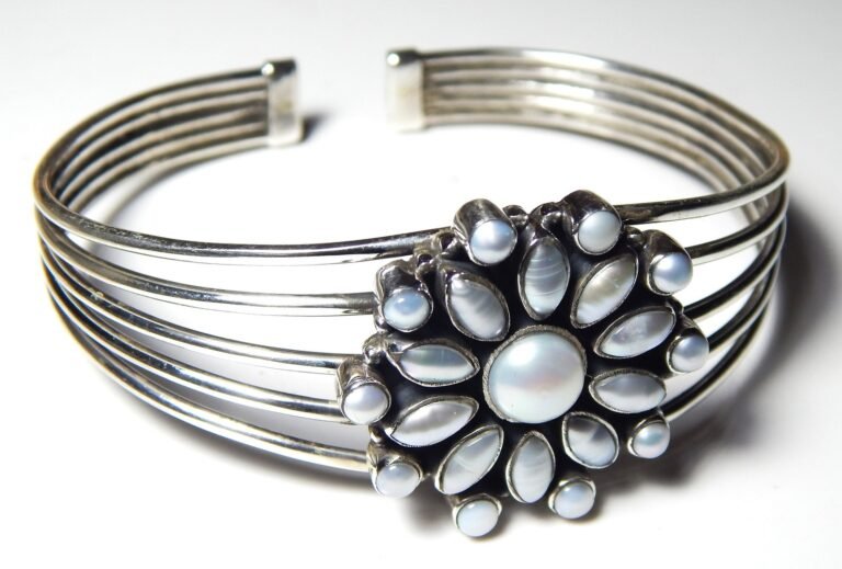Natural Fresh water pearl Bangle, Silver jewelry,925 Sterling Silver Bangle, Gift, Handmade Bangle, Gemstone Bangle-Size Adjustable B0002-GS