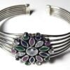 Natural Emerald Ruby, Sapphire Cubic zirconia Bangle, Silver jewelry,925 Sterling Silver Bangle, Gift, Handmade Bangle, Gemstone Bangle B0001-GS
