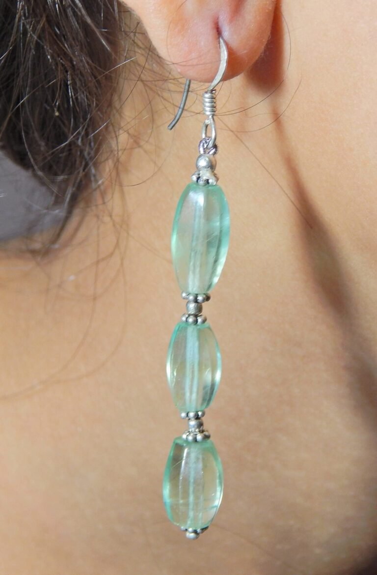 Green Fluorite Earrings, Gemstone Earrings, Dangle Earrings Jewelry, Simple Everyday Earrings, Birthday Gift for her, Fashion Jewelry E0822-GS