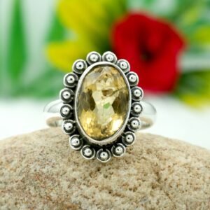 Natural Citrine Vintage Ring in 925 Sterling Silver Natural Citrine Gemstone Silver Jewelry Ring R0214-GS