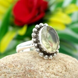 Natural Lemon topaz Vintage Ring in 925 Sterling Silver Natural Lemon Topaz Oval Faceted Gemstone Silver Jewelry Ring R0211-GS