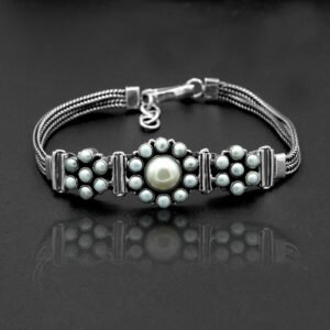 Natural Fresh Water Pearl Bracelet-925 Sterling Silver Jewelry With Gemstone Bracelet- For Girls & Women Gift item handmade bracelet BR0162-GS