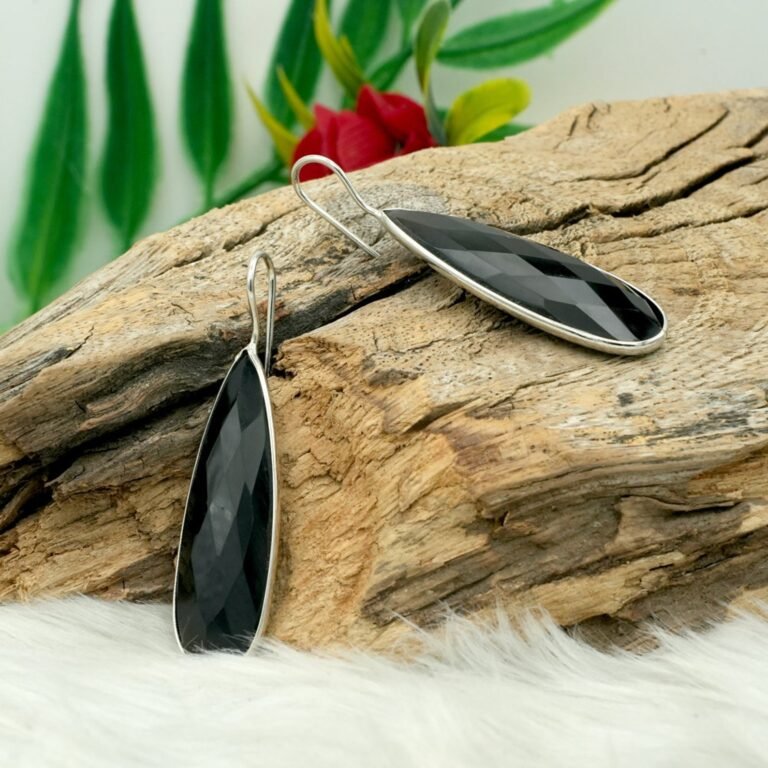 Sterling Silver Onyx Earring Natural Black Onyx Gemstone 925 Sterling Silver Earring Jewelry E0603-GS