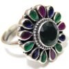 Ruby, Green Onyx blue Onyx Ring in 925 Sterling Silver Floral Jewelry ,925 Silver Jewelry, Zircon ring, Ruby Ring, Onyx Ring, Handmade ring R0185-GS