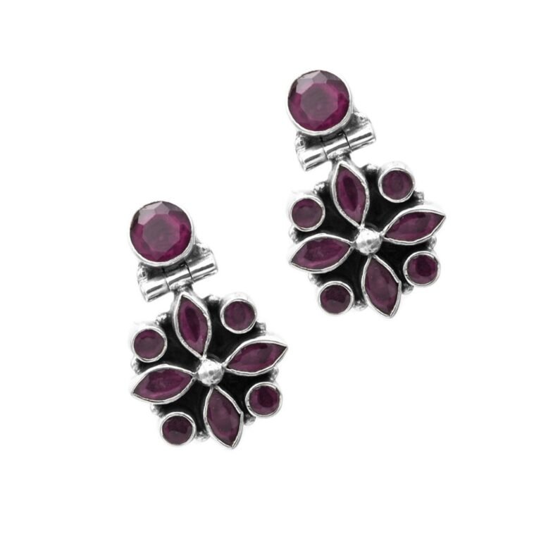 Ruby Earring Stud ,925 Sterling Silver Jewelry earring with gemstone Ruby, Handmade, Gift for Girls & Women handmade earring E0498-GS