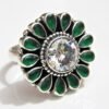 Natural Green Onyx , cubic zirconia Ring-925 Sterling Silver Jewelry, Wedding Ring , Adjustable Ring , Handmade Ring , Gift For Her R0171-GS