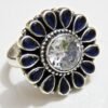 Blue Onyx Zircon Ring in 925 Sterling Silver Floral Jewelry ,925 Silver Jewelry, Zircon ring, Ruby Ring, Onyx Ring, Handmade ring R0172-GS