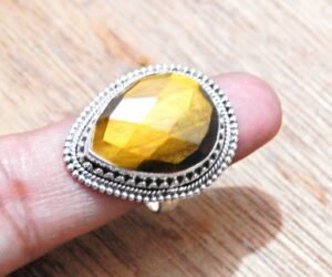 Natural Tiger 'eyes Ring -925 Sterling Silver-Jewelry -Gemstone Ring - Jewelry-Handmade- Gift for her Handmade ring R0291-GS