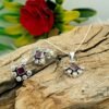 Natural Multi Gemstone Floral Earring Stud & Pendant Set in 925 Sterling Silver Gemstone Studs Earring And Pendant With Silver Chain Jewelry NS0028-GS