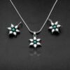 Natural Multi Gemstone Floral Earring & Pendant Set in 925 Sterling Silver Pearl Gemstone Earring And Pendant With Silver Chain Jewelry NS0025-GS