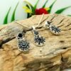 Natural Genuine Blue Sapphire Earring Necklace Set in 925 Sterling Silver Natural Gemstone Pendant & Earring Silver Set , Anniversary Gift NS0023-GS
