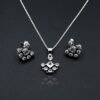 Natural Cubic Zirconia Gemstone Floral Earring Stud & Necklace Set 925 Sterling Silver Gemstone Earring And Silver Jewelry, Anniversary Gift NS0020-GS