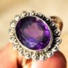 Natural Amethyst Vintage Ring in 925 Sterling Silver Gemstone Amethyst Ring handmade Ring gift for her R0207-GS