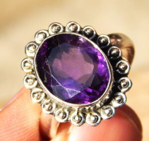 Natural Amethyst Vintage Ring in 925 Sterling Silver Gemstone Amethyst Ring handmade Ring gift for her R0207-GS