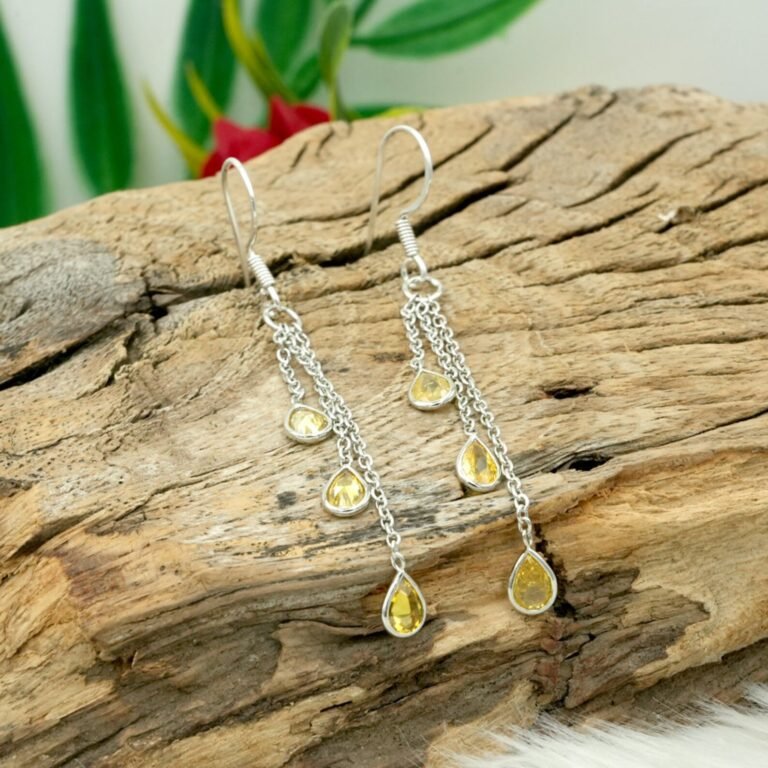 Citrine Earring, 925 Sterling Silver Earring Citrine jewelry For Girl And Women Gift Item citrine jewelry handmade earring Long Drop Earring E0387-GS
