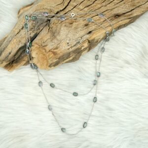 AAA+ Quality Genuine Mystic Quartz Necklace-925 Sterling Silver-Jewelry Necklace-Gemstone- Mystic quartz Jewelry-Handmade- Oval Faceted NL0179-GS
