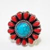 Natural Coral, Turquoise oxide Rings, 925 Sterling Silver Jewelry Ring With Gemstone Coral cabochon For Girls & Women Gift Rings handmade R0206-GS